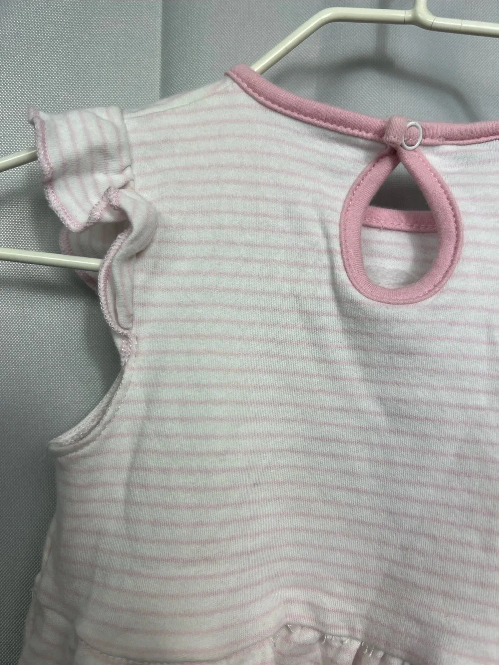Magnolia Baby pink & white stripe  tiered dress with alligator appliqué 12 Mon